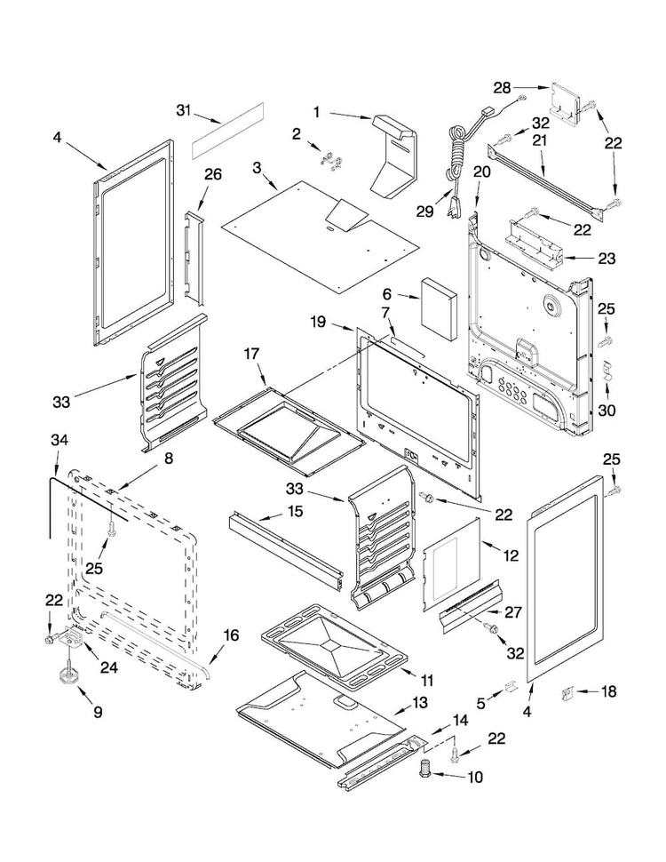 Chassis Parts Diagram and Parts List for AGR3311WDQ0  Amana Range