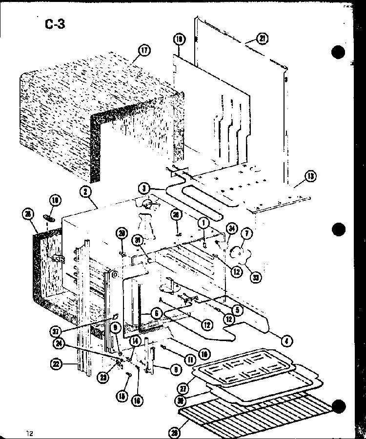 Main Body Diagram and Parts List for ARC-100D P85122-17S Amana Range