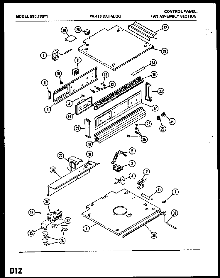 Section 1 Diagram and Parts List for 880130*1  Amana Microwave