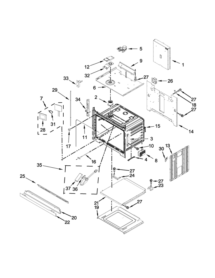 Oven Parts Diagram and Parts List for JJW3430DB00  Jenn-Air Wall Oven
