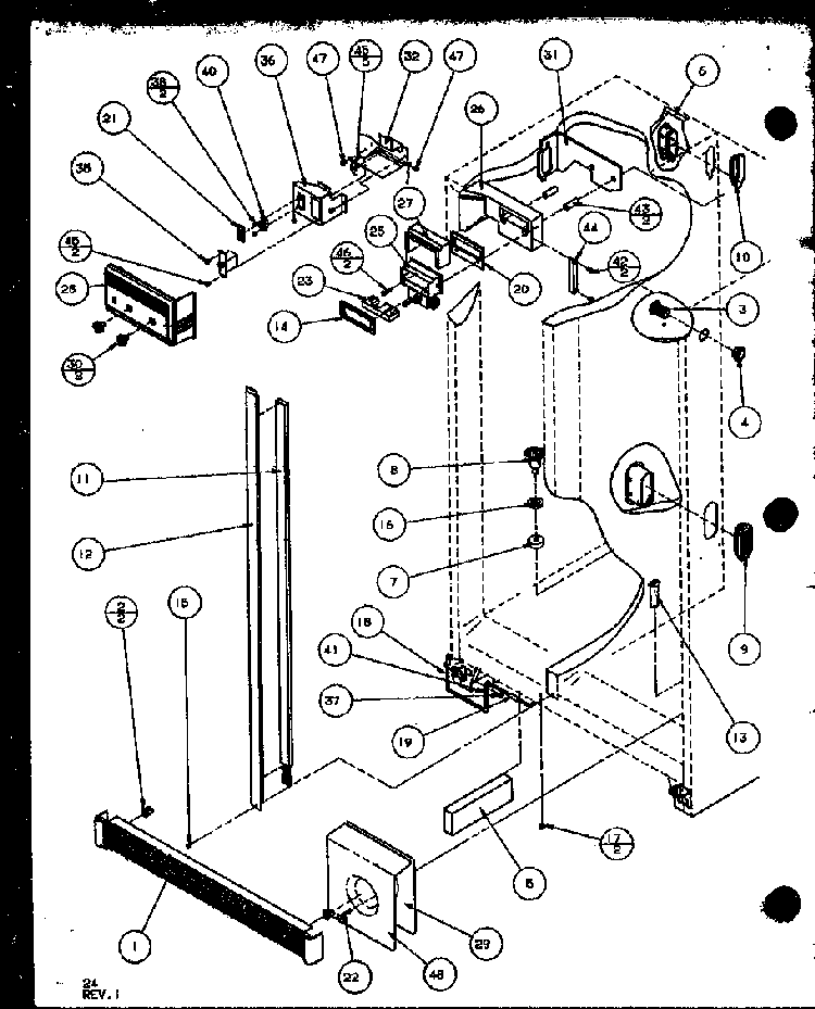 Refrigerator/freezer Controls And Cabinet Parts Diagram and Parts List for SXD19MW-P1121402WW  Amana Refrigerator