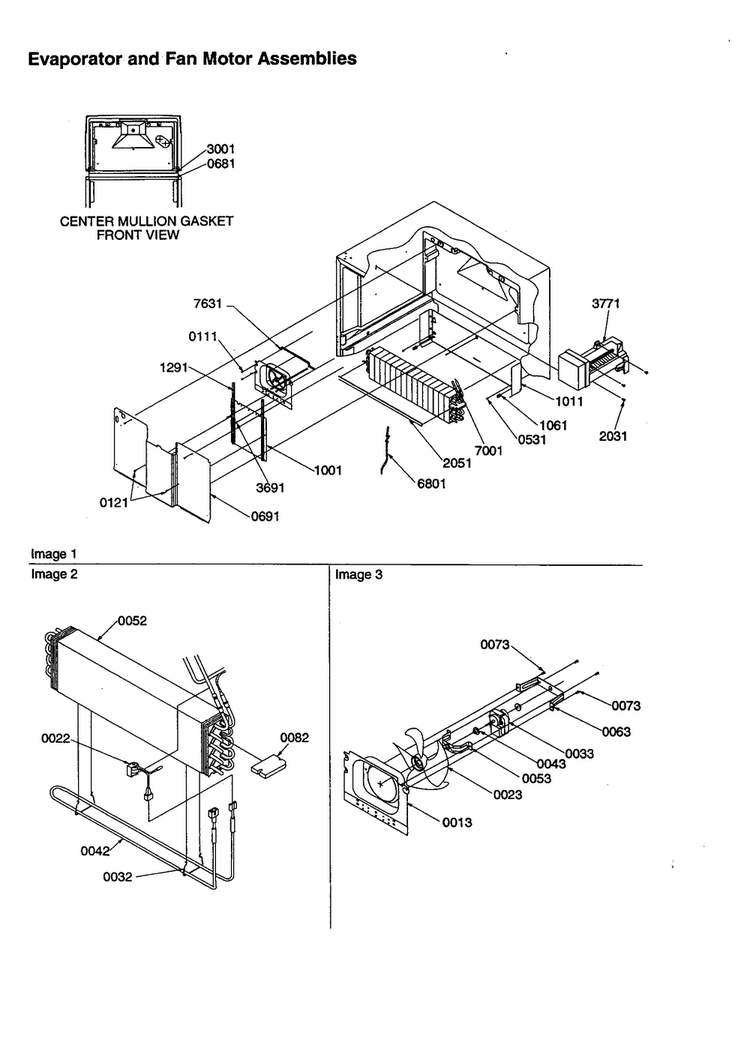 Evaporator And Fan Motor Assemblies Diagram and Parts List for TSI25VE-P1308102WE  Amana Refrigerator