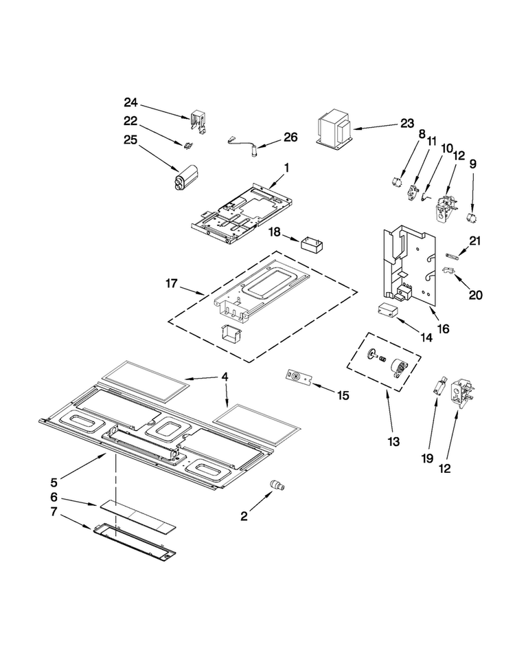 Interior And Ventilation Parts Diagram and Parts List for YJMV8208WS0  Jenn-Air Microwave