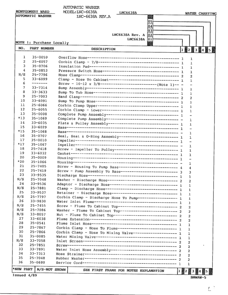 Automatic Washer Page 2 Diagram and Parts List for 6638A  Norge Washer