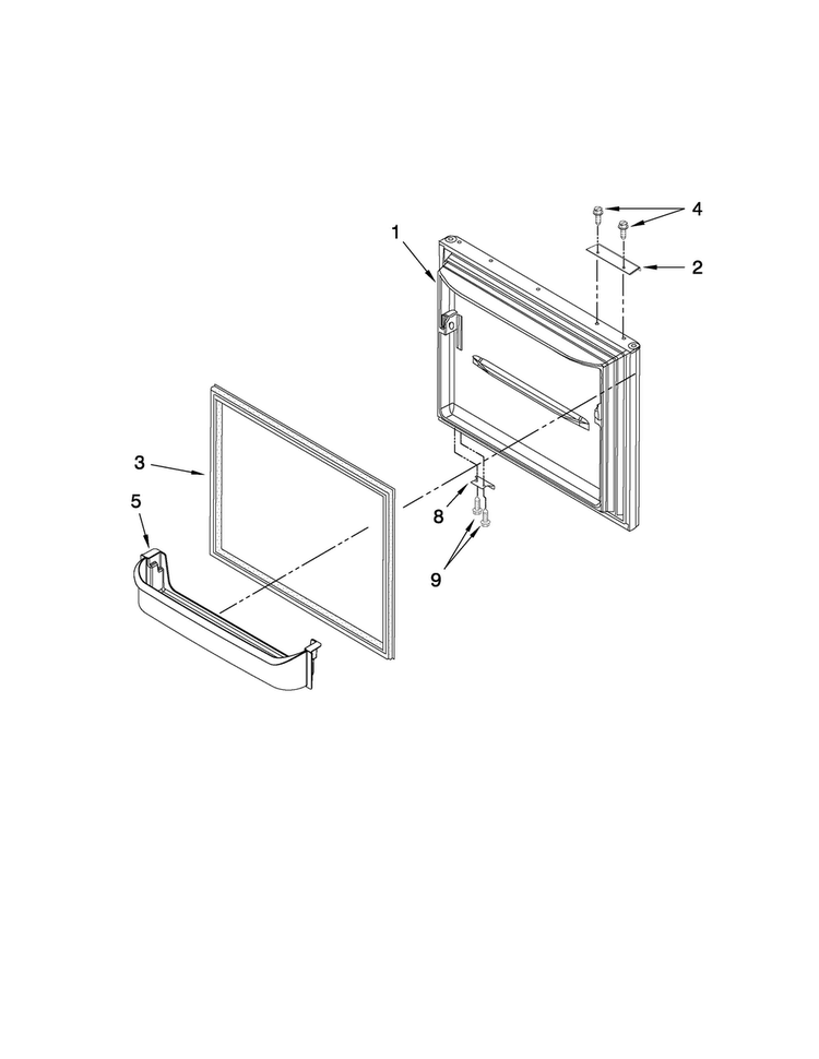 Freezer Door Parts Diagram and Parts List for AB1924PEKB5  Amana Refrigerator