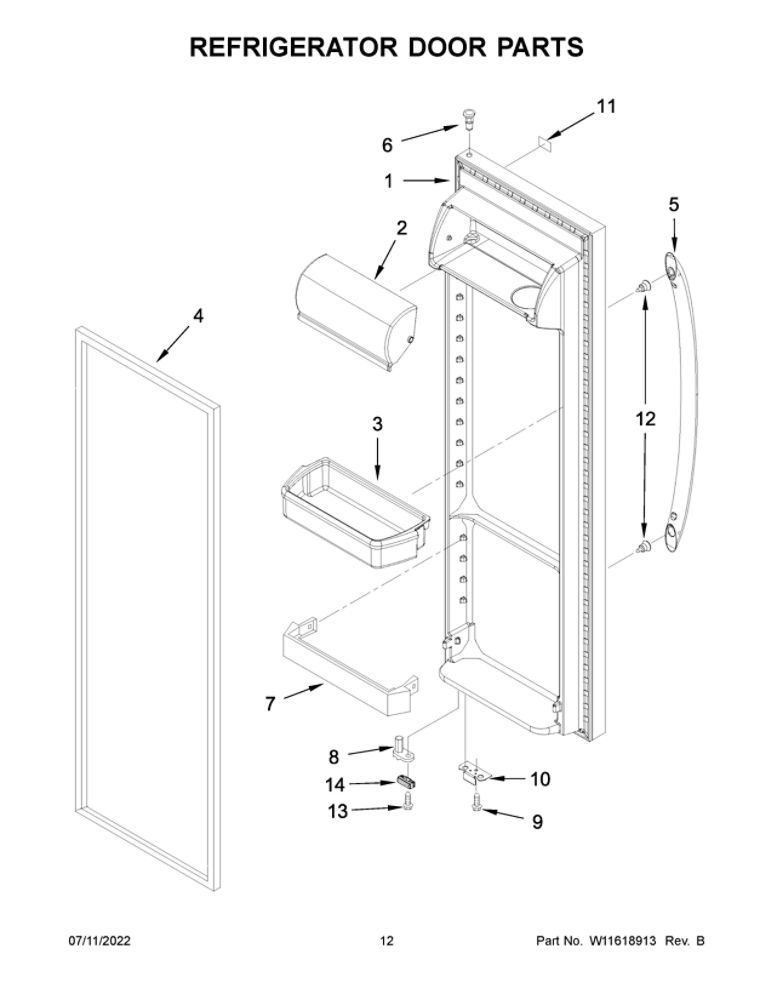 Refrigerator Door Parts Diagram and Parts List for ASI2175GRW08  Amana Refrigerator
