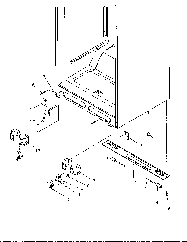 Cabinet Bottom Diagram and Parts List for GTG21B2L-P1193001WL  Amana Refrigerator