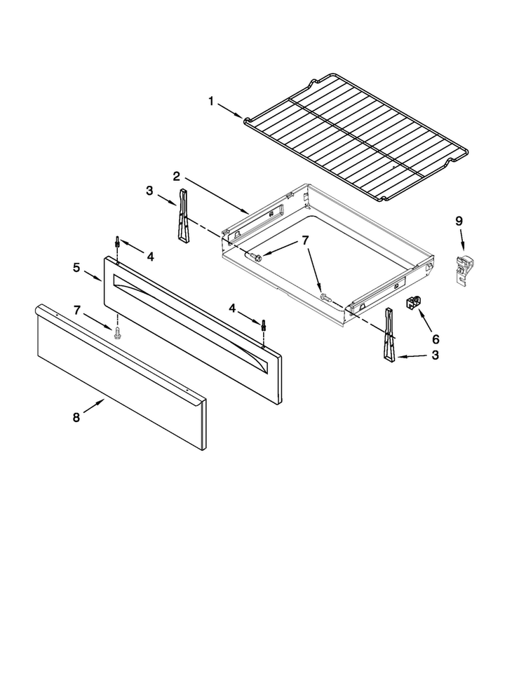 Drawer & Broiler Parts Diagram and Parts List for MGR7661WB4  Maytag Range
