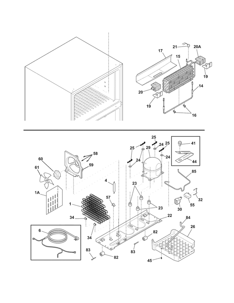 System Diagram and Parts List for CRT182HNW4  Crosley Refrigerator