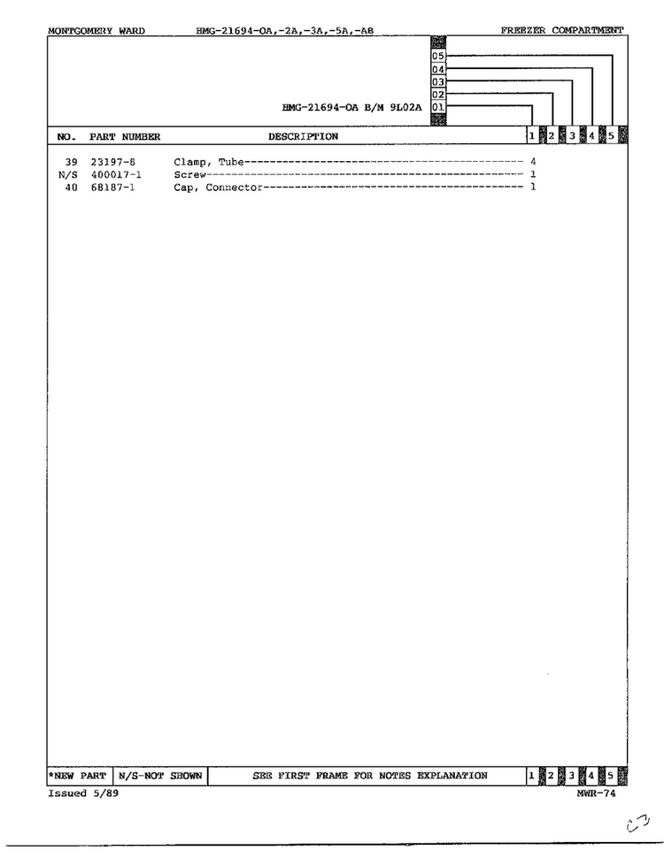 Freezer Compartment Page 3 Diagram and Parts List for 21694A  Admiral Refrigerator