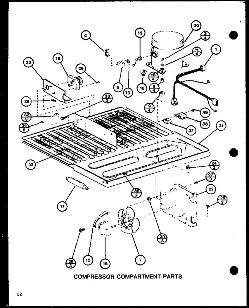 Compressor Compartment Parts 4 Diagram and Parts List for IC3H-P7621307W-TM  Amana Refrigerator