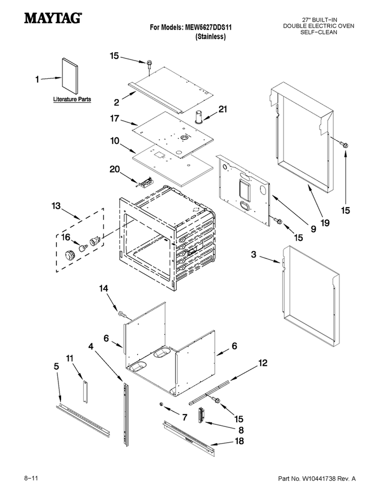 Oven Parts Diagram and Parts List for MEW5627DDS11  Maytag Wall Oven