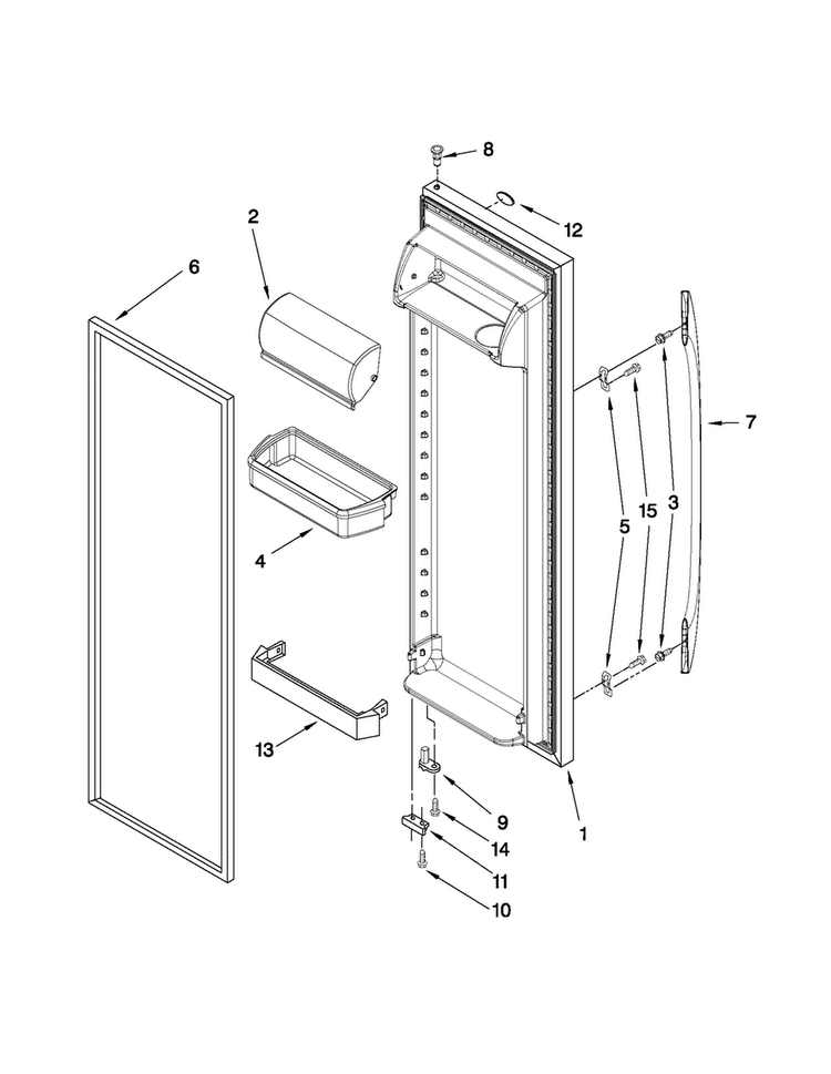 Refrigerator Door Parts Diagram and Parts List for MSD2574VEW10  Maytag Refrigerator