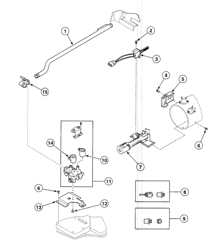 Gas Valve Diagram and Parts List for SDG909WF  Speed Queen Dryer