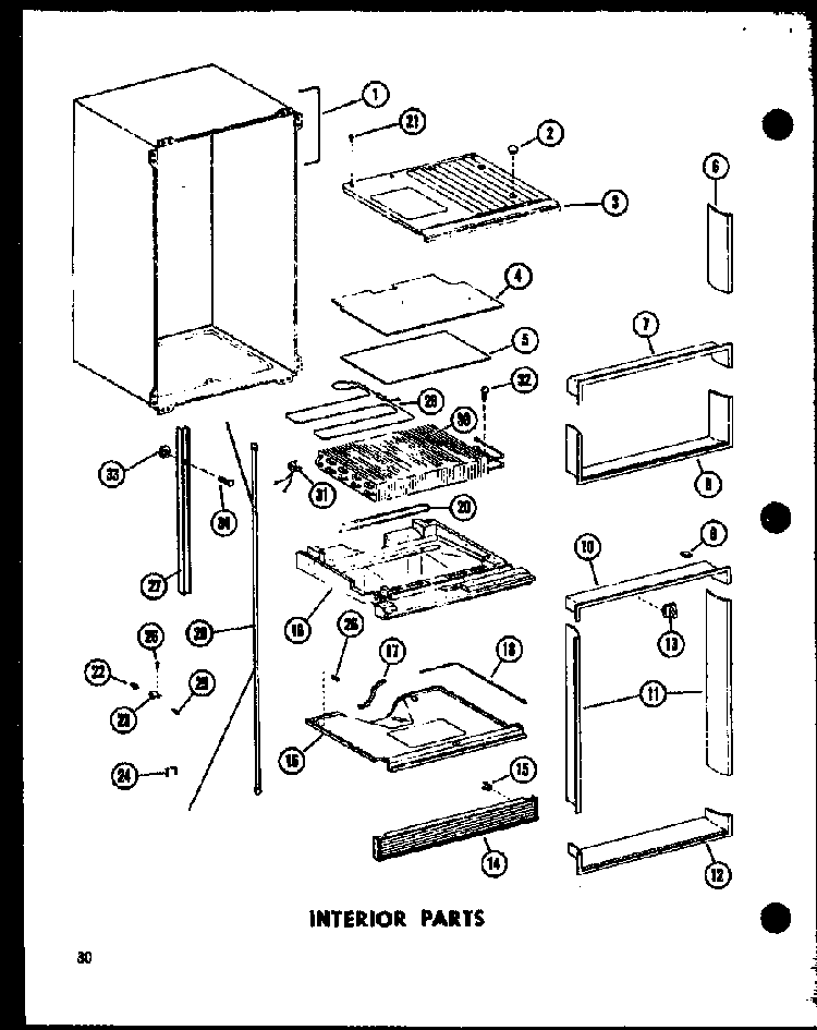 Interior Parts Diagram and Parts List for TC18D-P73500-25W  Amana Refrigerator