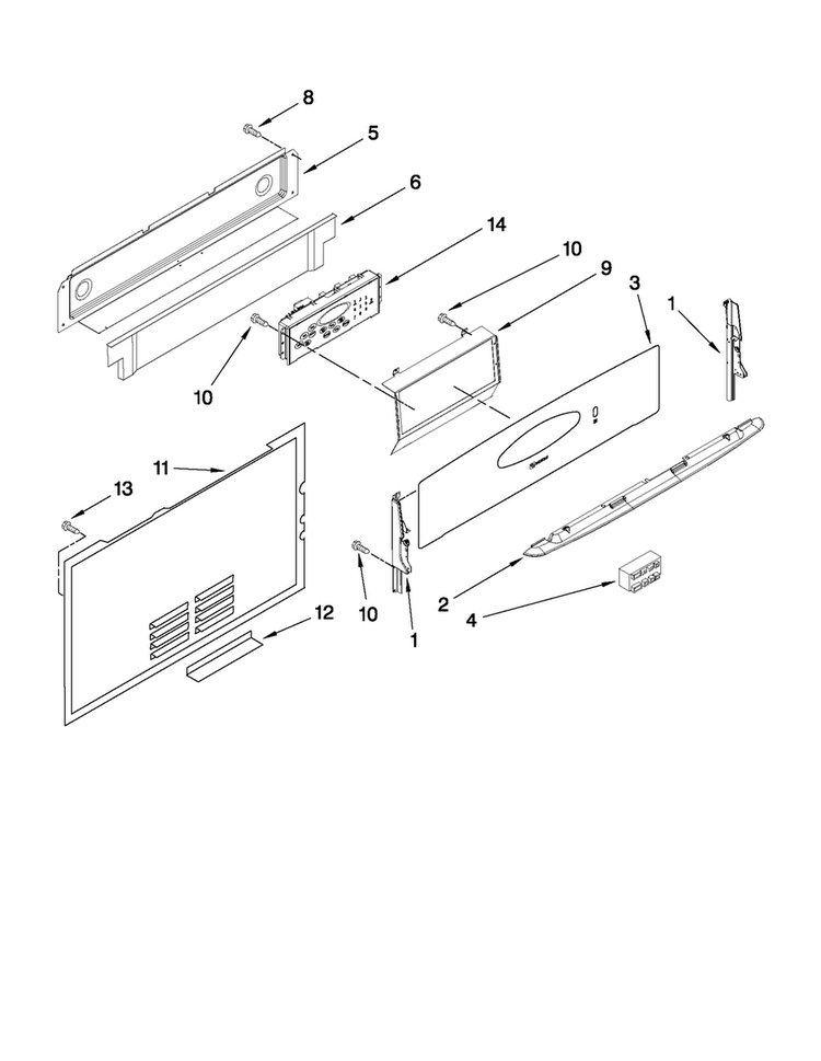 Control Panel Parts Diagram and Parts List for MGRH865QDB1  Maytag Range