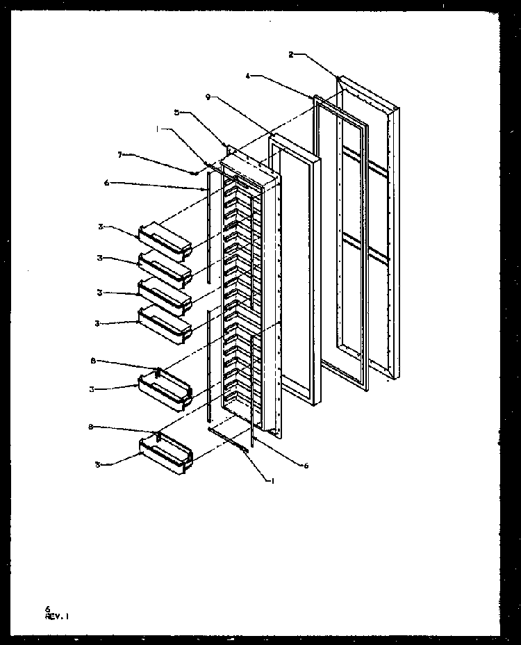 Freezer Door Diagram and Parts List for SZ25NE-P1162702WE  Amana Refrigerator