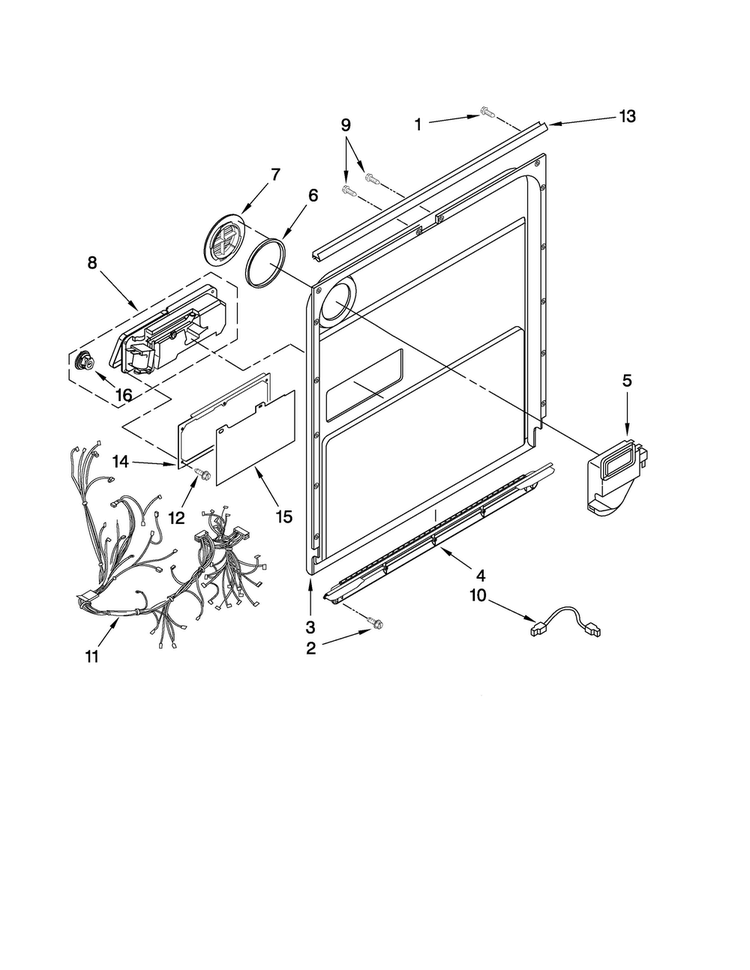 Inner Door Parts Diagram and Parts List for JDB3200AWW3  Jenn-Air Dishwasher