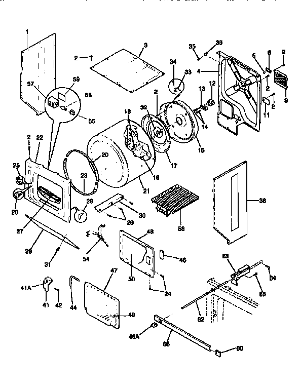 Drum Diagram and Parts List for 41799680200  Kenmore Washer Dryer Combo