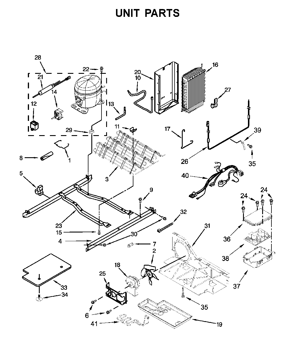 Unit Parts Diagram and Parts List for 1064651335710  Kenmore Refrigerator