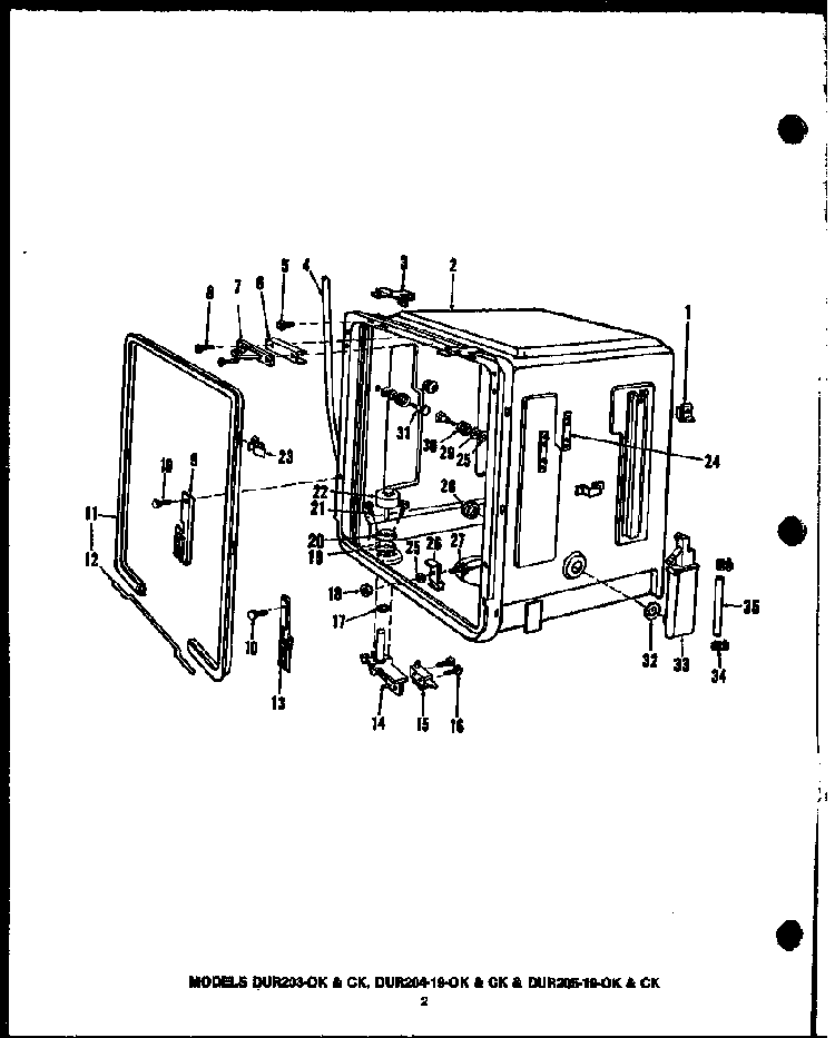 Section 2 Diagram and Parts List for DCR-225-1C-OK  Caloric Dishwasher