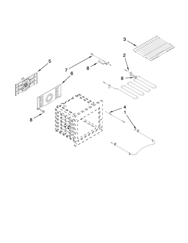 Internal Oven Parts Diagram and Parts List for JES9900CCB01  Jenn-Air Range