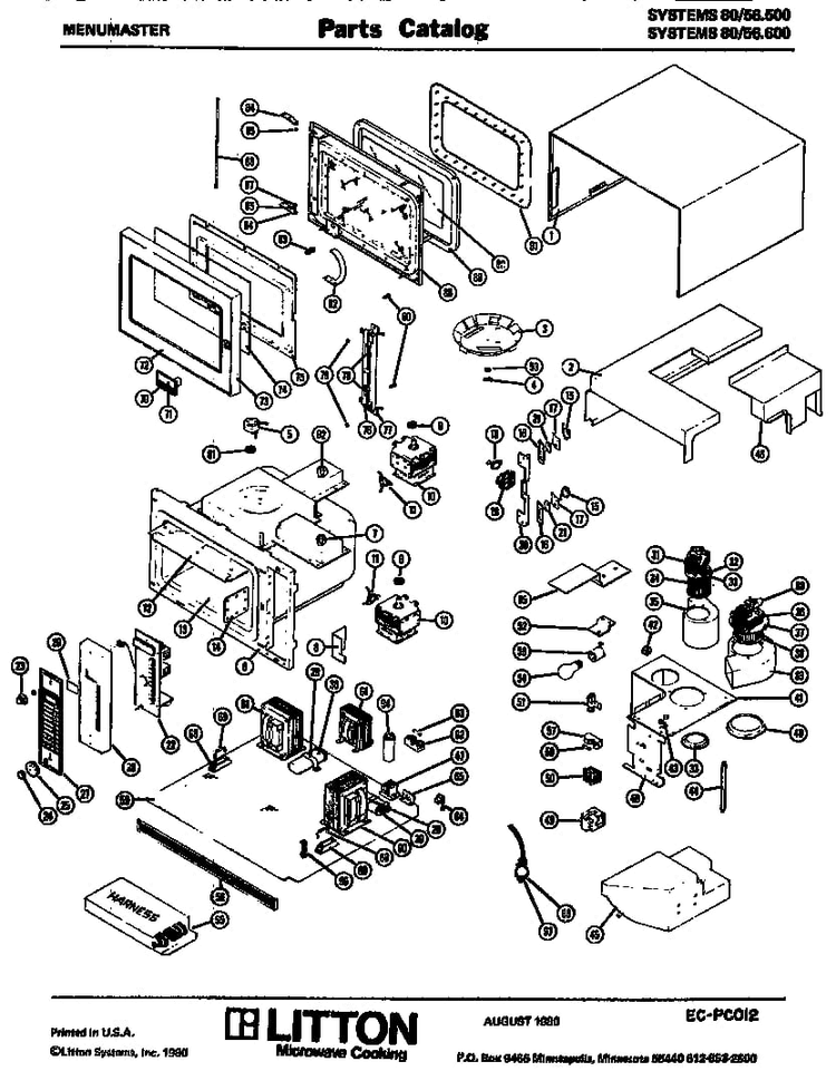 Replacement Parts Diagram and Parts List for 80 56500 Amana Microwave