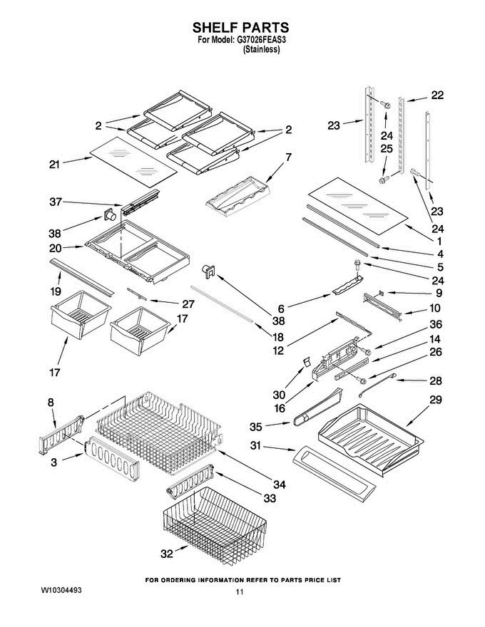 06 - Shelf Parts Diagram and Parts List for G37026FEAS3  Maytag Refrigerator