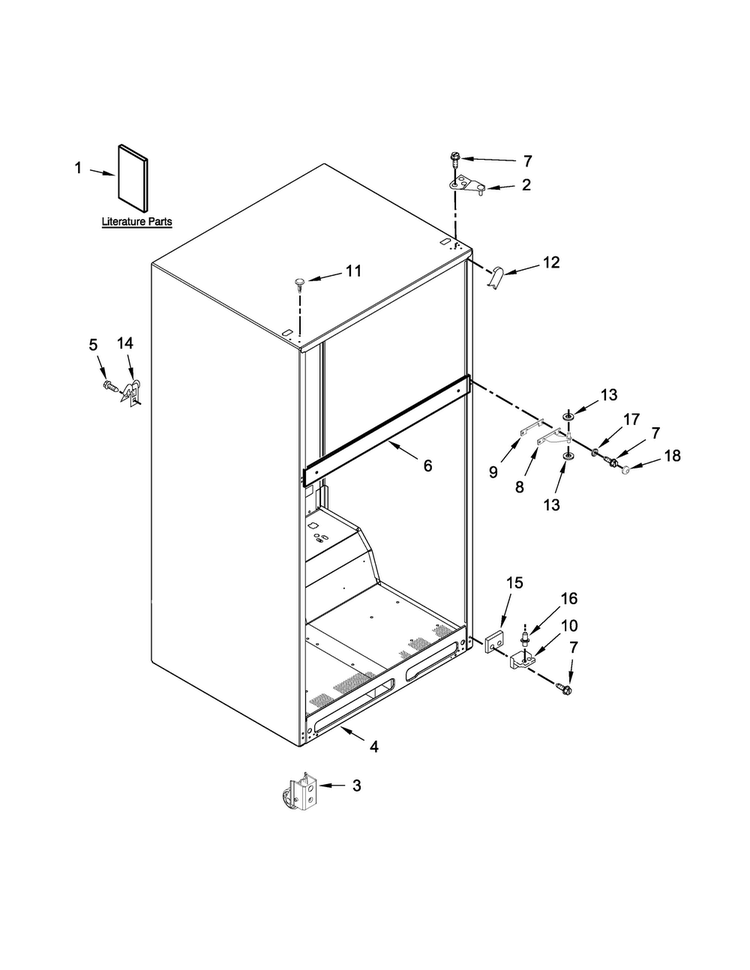 Cabinet Parts Diagram and Parts List for ART316TFDW00  Amana Refrigerator
