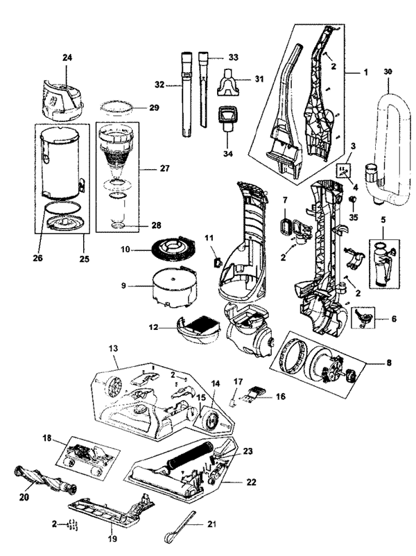 Diagram Diagram and Parts List for UH71214  Hoover Upright Vacuum