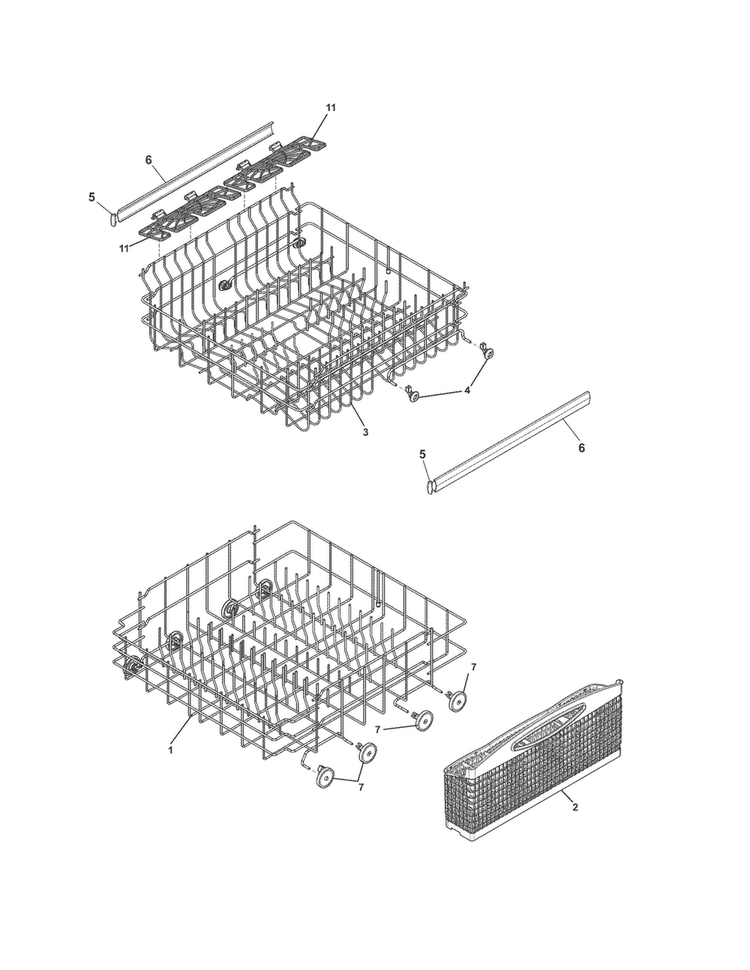 Racks Diagram and Parts List for CDB500NB0A  Crosley Dishwasher