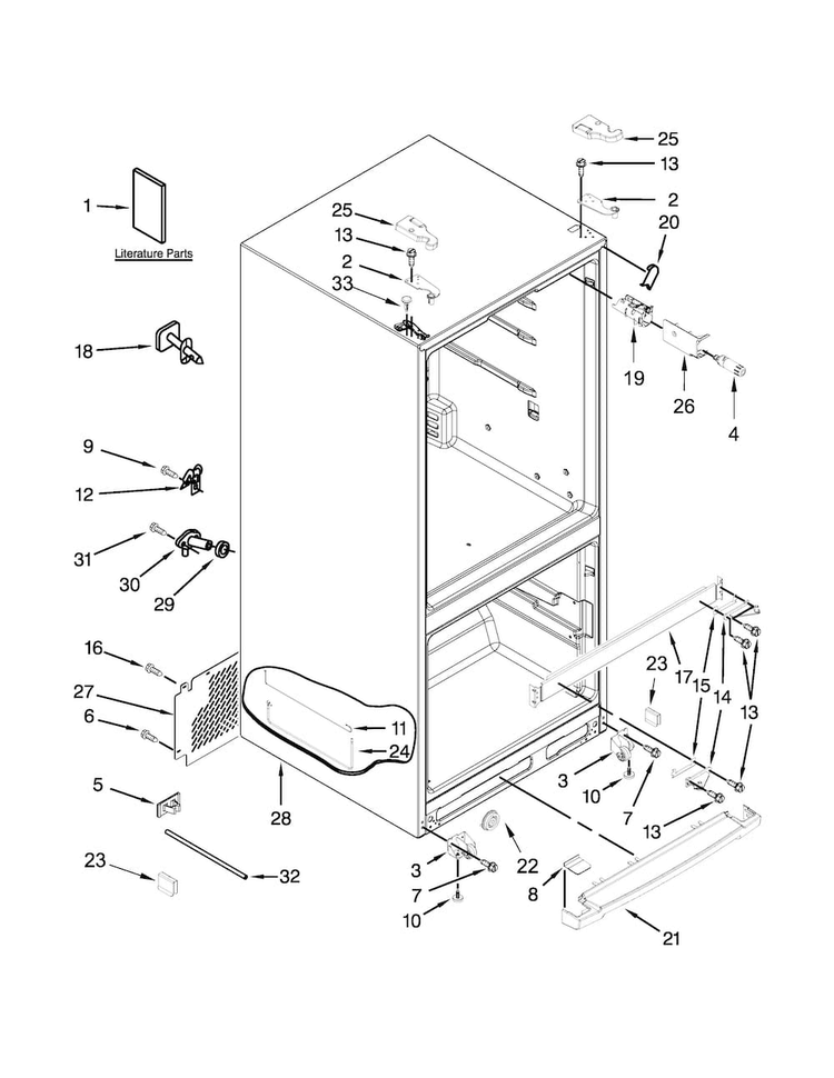 Cabinet Parts Diagram and Parts List for MFW2055DRM00  Maytag Refrigerator