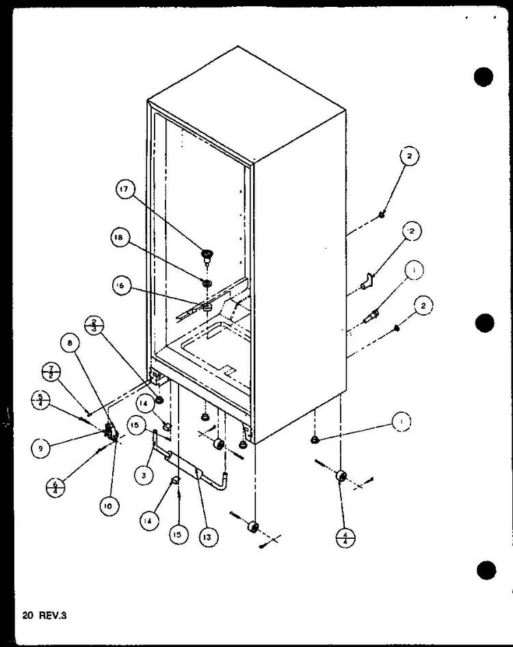 Cabinet Bottom And Back Diagram and Parts List for BX20QL-P1125510WL  Amana Refrigerator