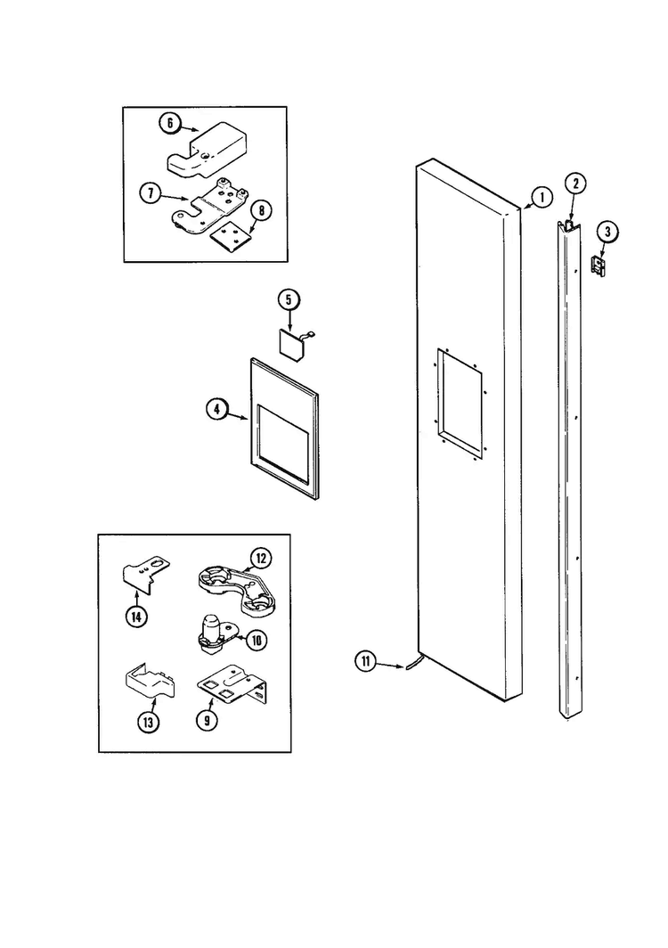 Freezer Outer Door Diagram and Parts List for JCD2289AER  Jenn-Air Refrigerator