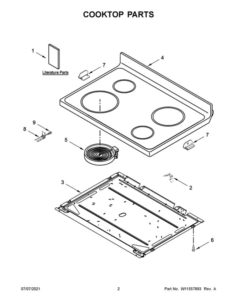 Cooktop Parts Diagram and Parts List for AER6603SFB3  Amana Range