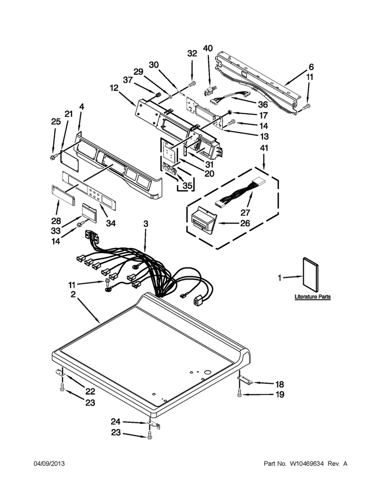 Top And Console Parts Diagram and Parts List for MDG25PRAWW2  Maytag Dryer