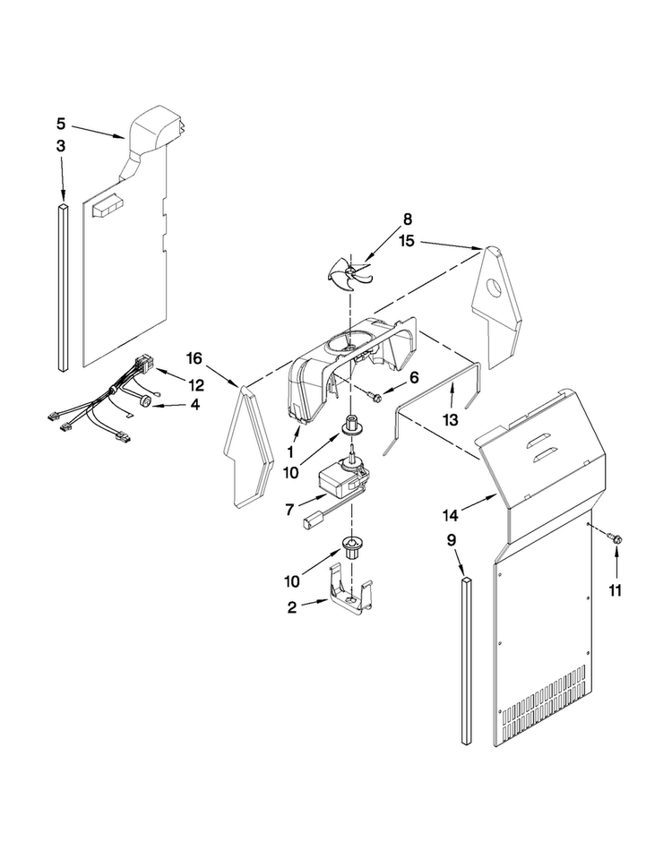 Air Flow Parts Diagram and Parts List for MSD2574VEQ11  Maytag Refrigerator