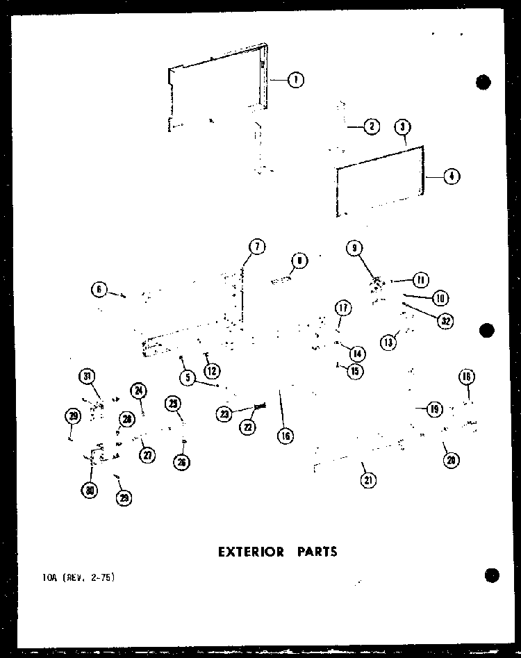 Exterior Parts Diagram and Parts List for RC-10PB P71304-2M Amana Microwave