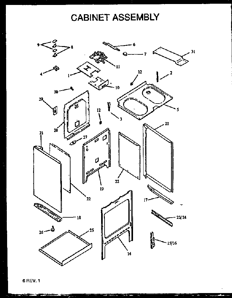 Cabinet Assembly Diagram and Parts List for ARR623L-P1130983NL  Amana Range