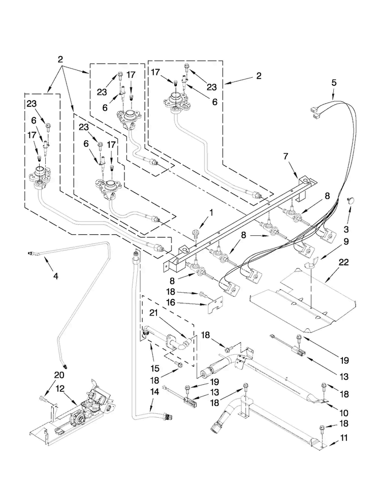 Manifold Parts Diagram and Parts List for MGRH865QDS0  Maytag Range
