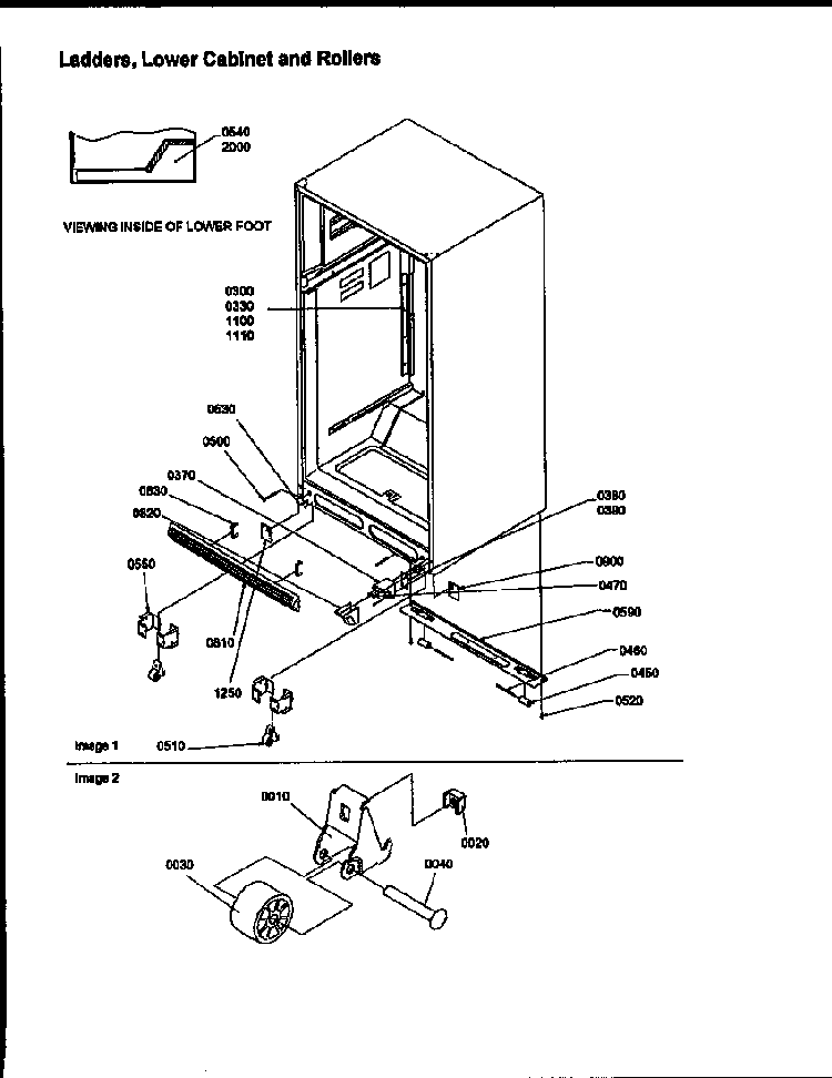 Ladders, Lower Cabinet And Rollers Diagram and Parts List for TRI18TL-1303202WL  Amana Refrigerator
