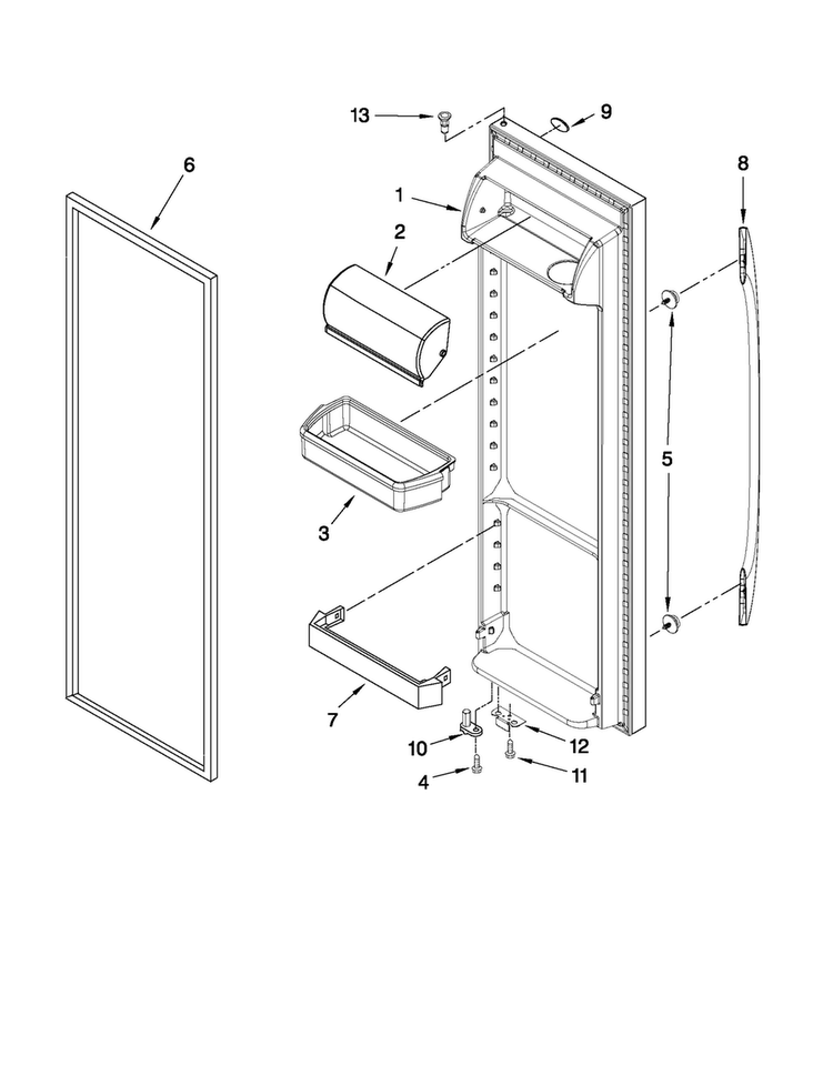 Refrigerator Door Parts Diagram and Parts List for MSF22C2EXB00  Maytag Refrigerator