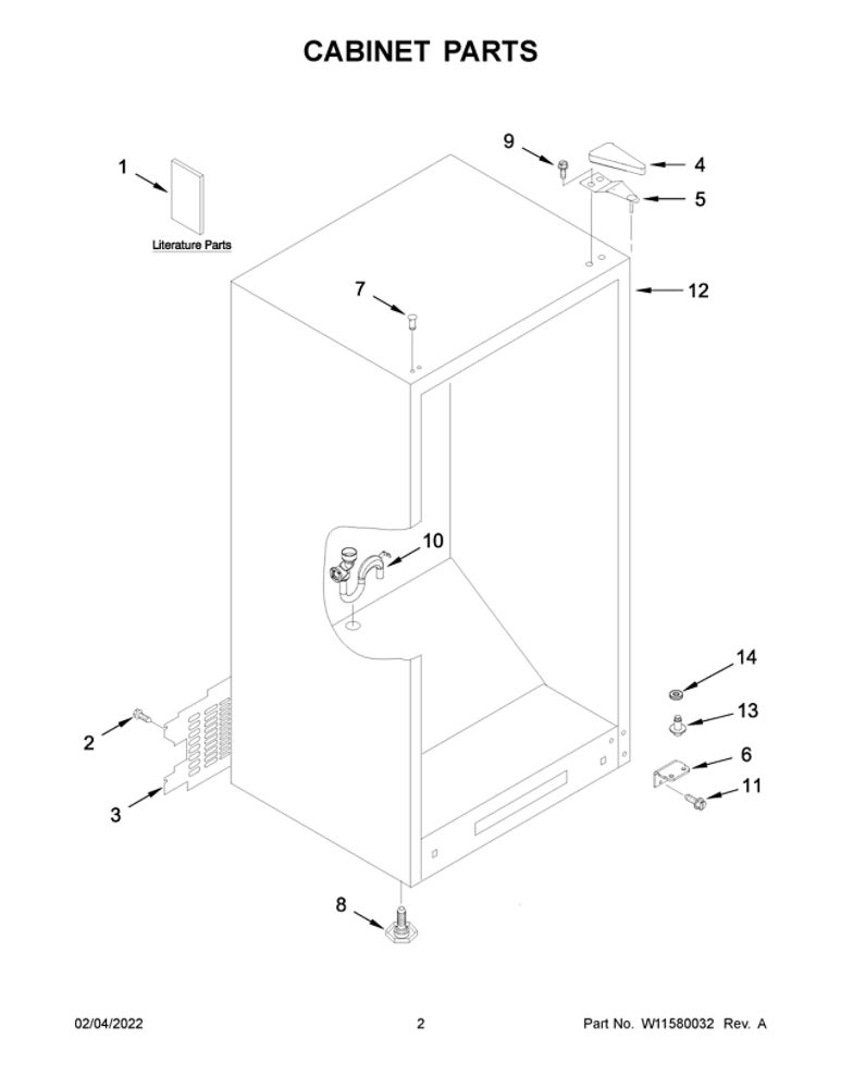 Cabinet Parts Diagram and Parts List for AZF33X16DW08  Amana Freezer
