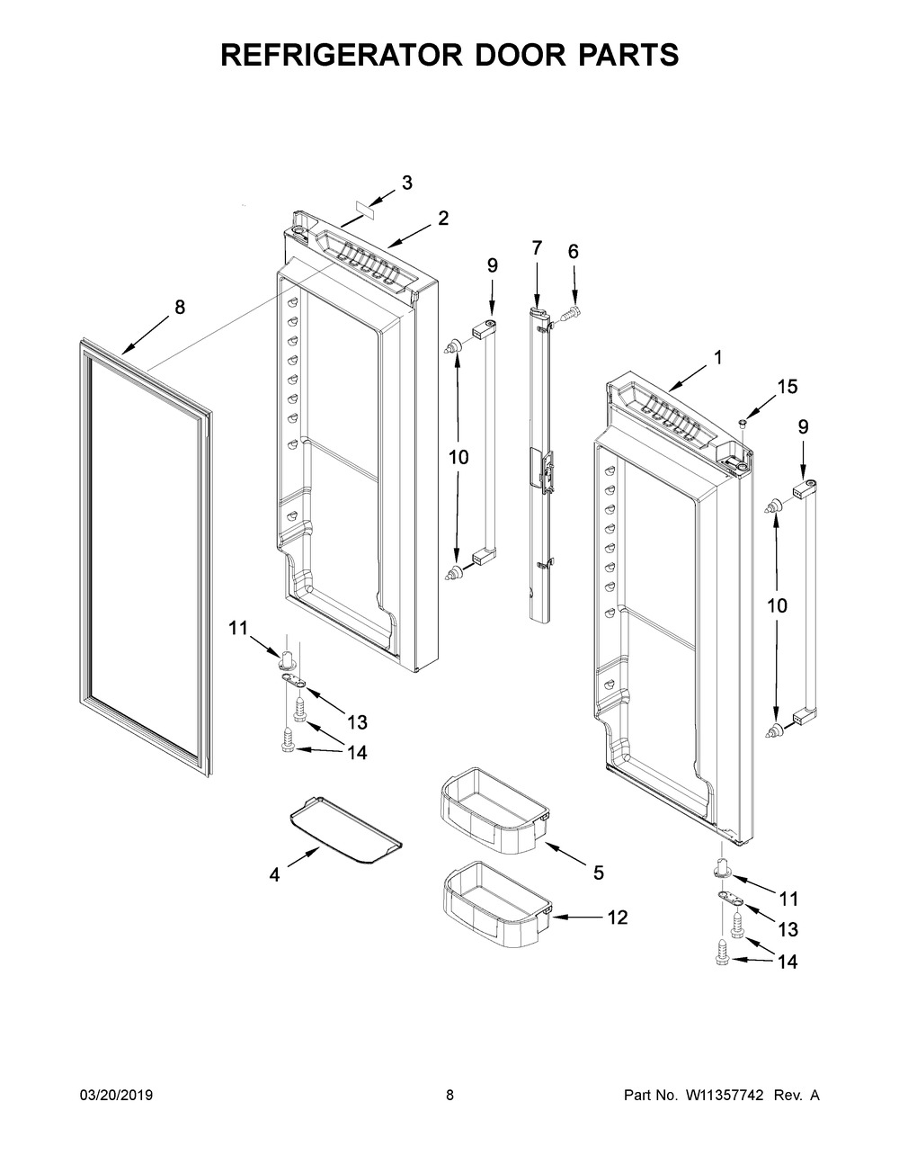Refrigerator Door Parts Diagram and Parts List for JFC2290REP02  Maytag Refrigerator