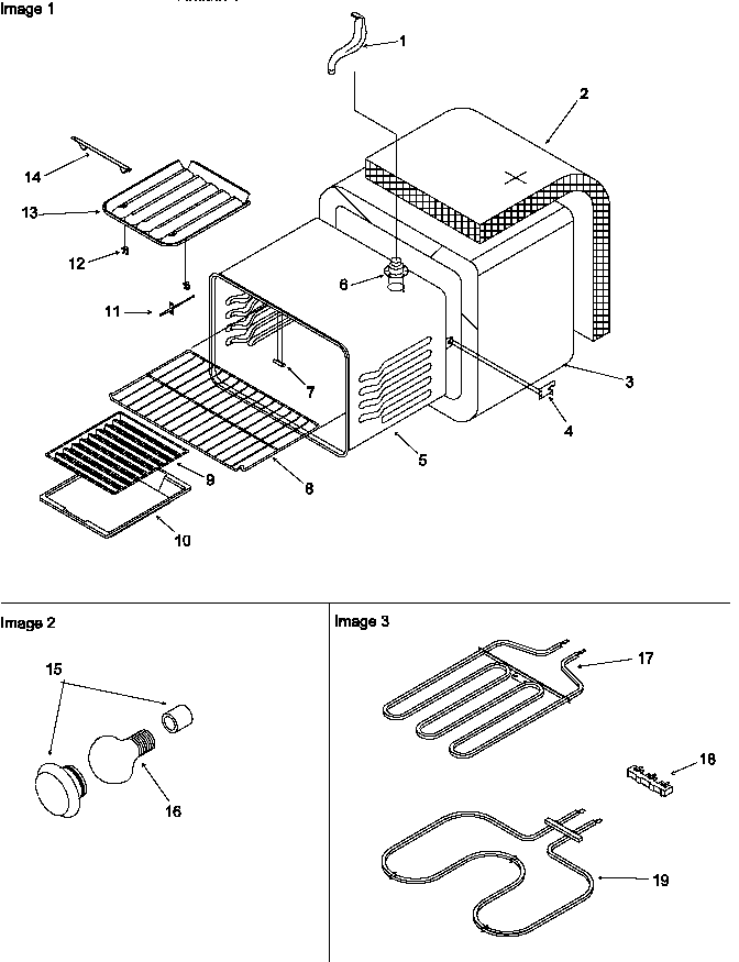 Cavity Diagram and Parts List for ART6610E-P1143425NE  Amana Range