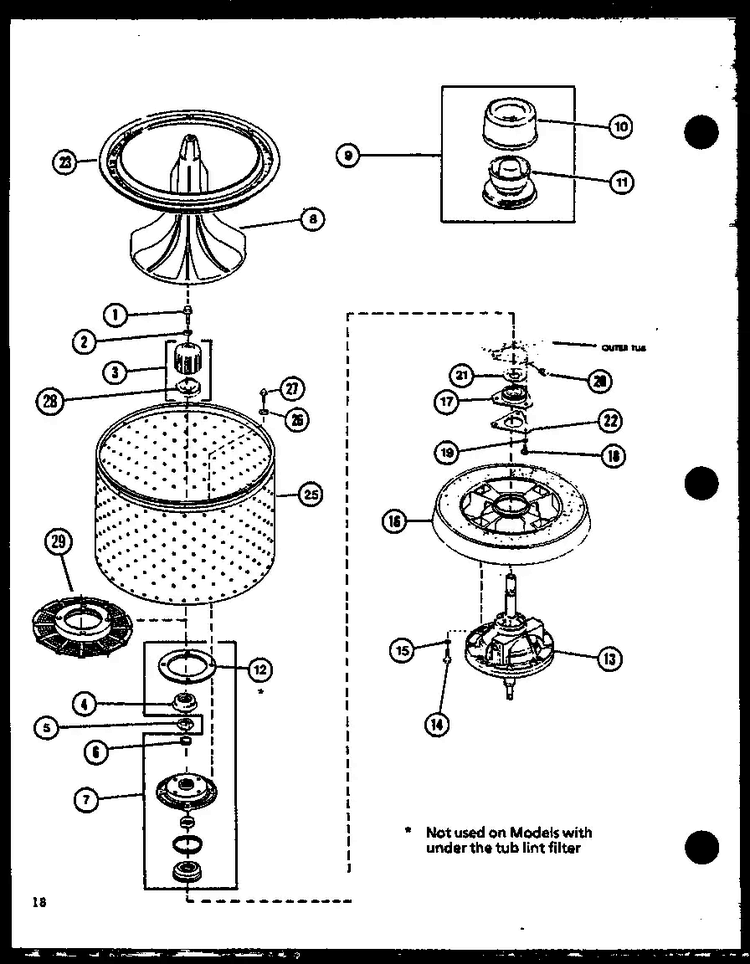 Section 8 Diagram and Parts List for LWD773 P1110501W Amana Washer