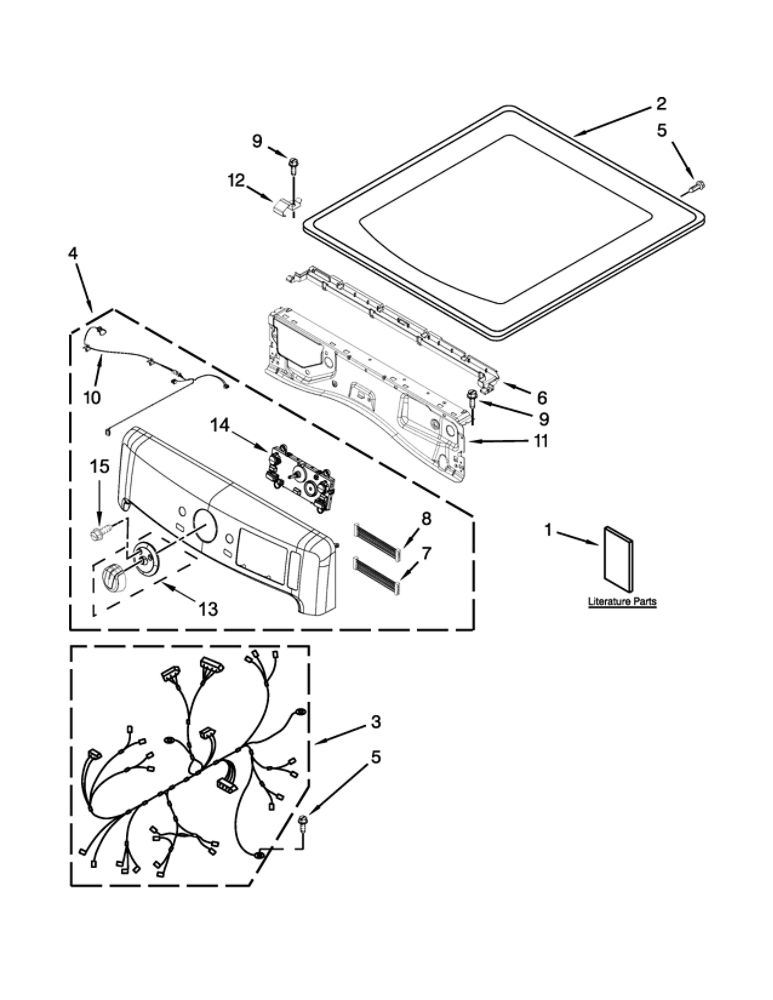 Top And Console Parts Diagram and Parts List for YMED7000XG0  Maytag Dryer