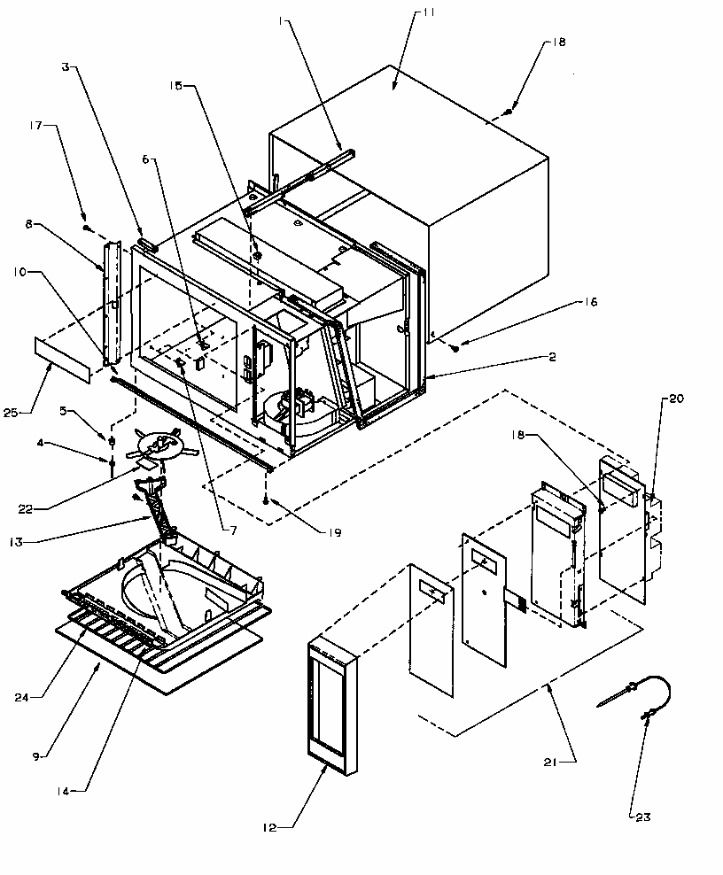 Chassis Assembly & Control Panel Diagram and Parts List for RWG322T1 P1170210MZ Amana Microwave