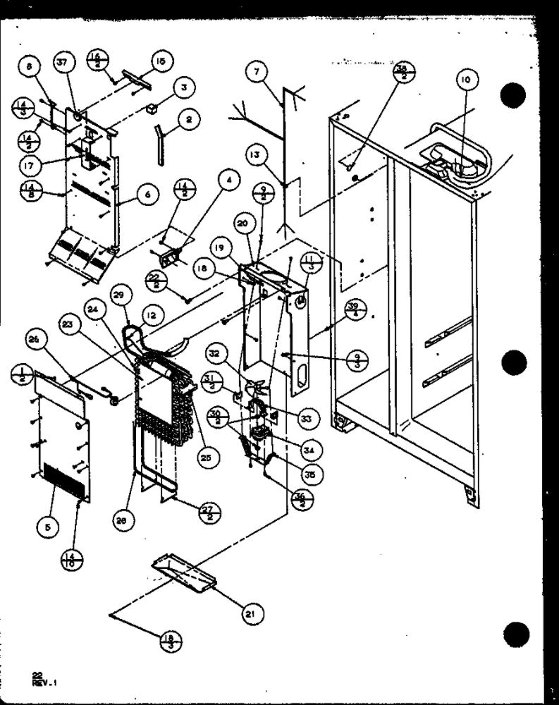 Freezer Evaporator And Air Handling Diagram and Parts List for IC4N-P1110801W-SXS  Amana Refrigerator