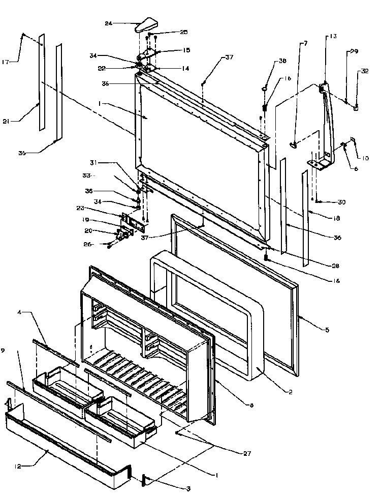Freezer Door Diagram and Parts List for 85165-P1117113WE  Amana Refrigerator